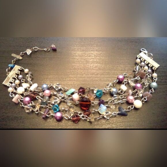 STUNNING VINTAGE ESTATE MULTI STRAND SEMI PRECIOUS STONEs 10" BRACELET - Picture 1 of 1